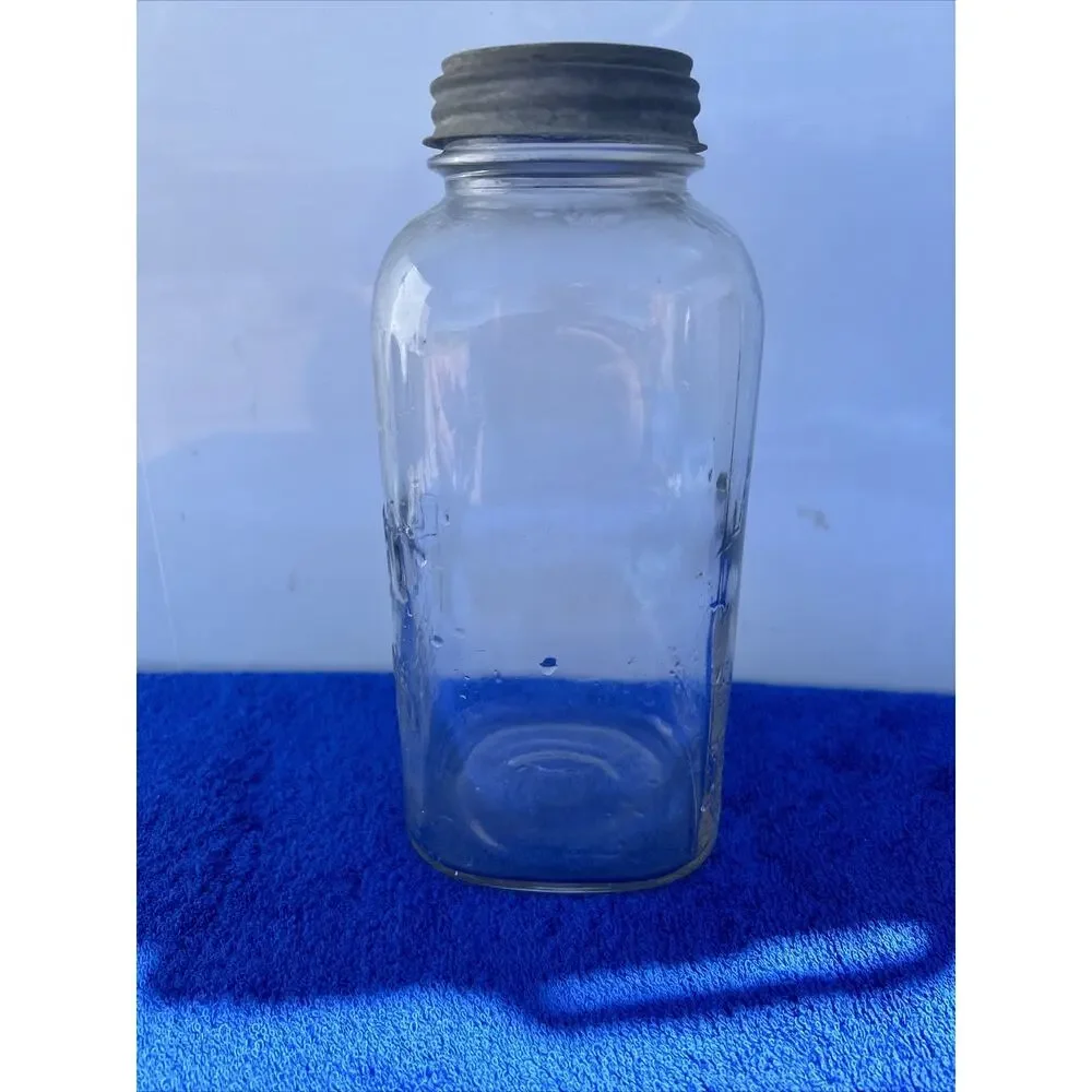 PRESTO SUPREME MASON JAR / Zinc LID - 2 QUART Flawed See Pics